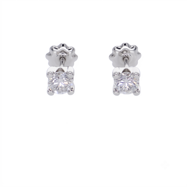 Aros Oro Blanco 18K con Circon 4 mm Punto de Luz  | AR-14825