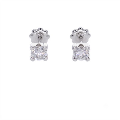 Aros Oro Blanco 18K con Circon 4 mm Punto de Luz  | AR-14825