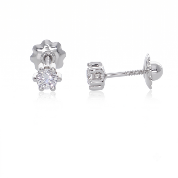 Aro Oro Blanco 18K con Circon 3 mm Punto de Luz  | AR-14826