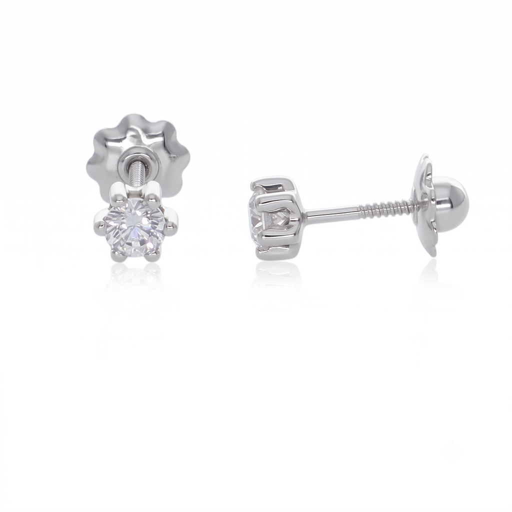 Aro Oro Blanco 18K con Circon 3 mm Punto de Luz  | AR-14826