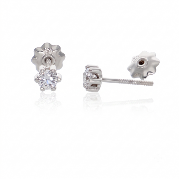 Aro Oro Blanco 18K con Circon 3 mm Punto de Luz  | AR-14826