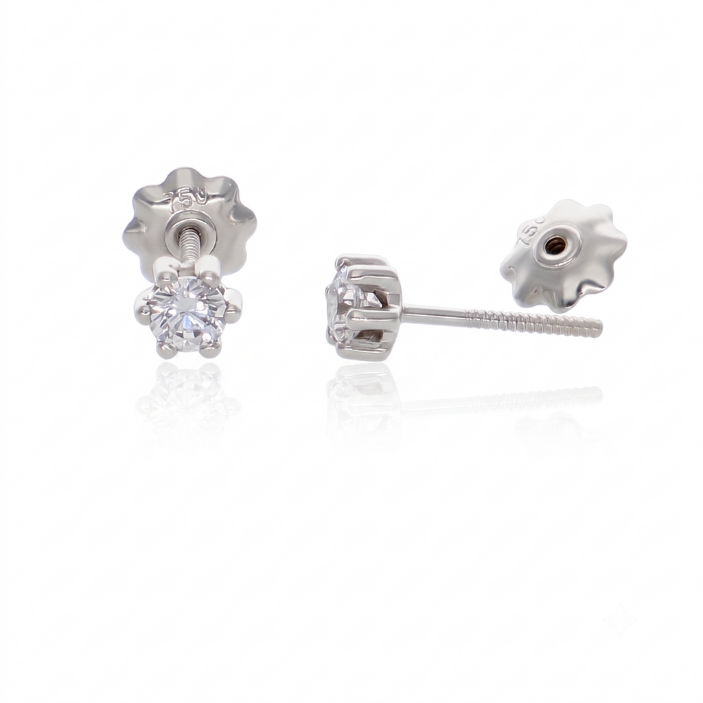 Aro Oro Blanco 18K con Circon 3 mm Punto de Luz  | AR-14826