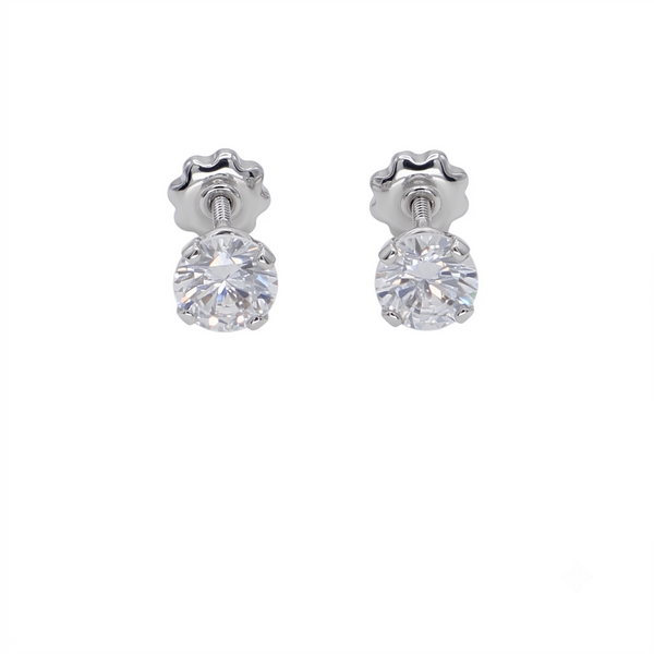 Aros Oro Blanco 18K con Circon 5 mm Punto de Luz  | AR-14828