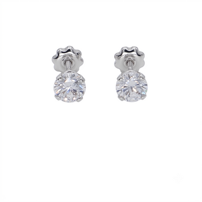 Aros Oro Blanco 18K con Circon 5 mm Punto de Luz  | AR-14828