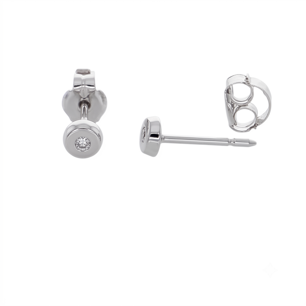 Aro Abridor Bebé Oro Blanco 18K con Circon 3,5 mm Punto de Luz | AR-14829