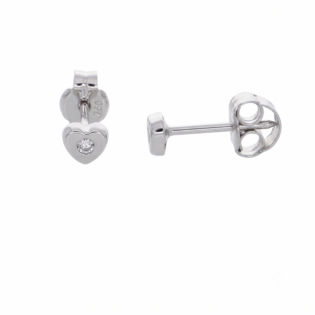 Aro Abridor Bebé Oro Blanco 18K con Circon 3,5 mm Corazón | AR-14830