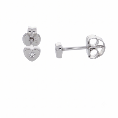 Aro Abridor Bebé Oro Blanco 18K con Circon 3,5 mm Corazón | AR-14830