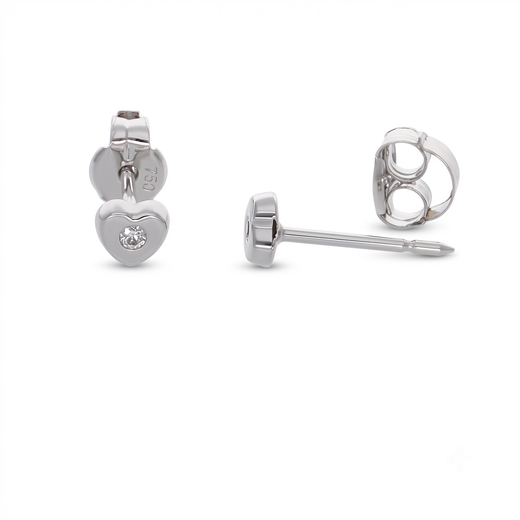 Aro Abridor Bebé Oro Blanco 18K con Circon 3,5 mm Corazón | AR-14830