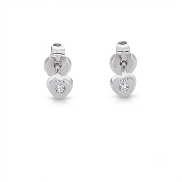 Aro Abridor Bebé Oro Blanco 18K con Circon 3,5 mm Corazón | AR-14830