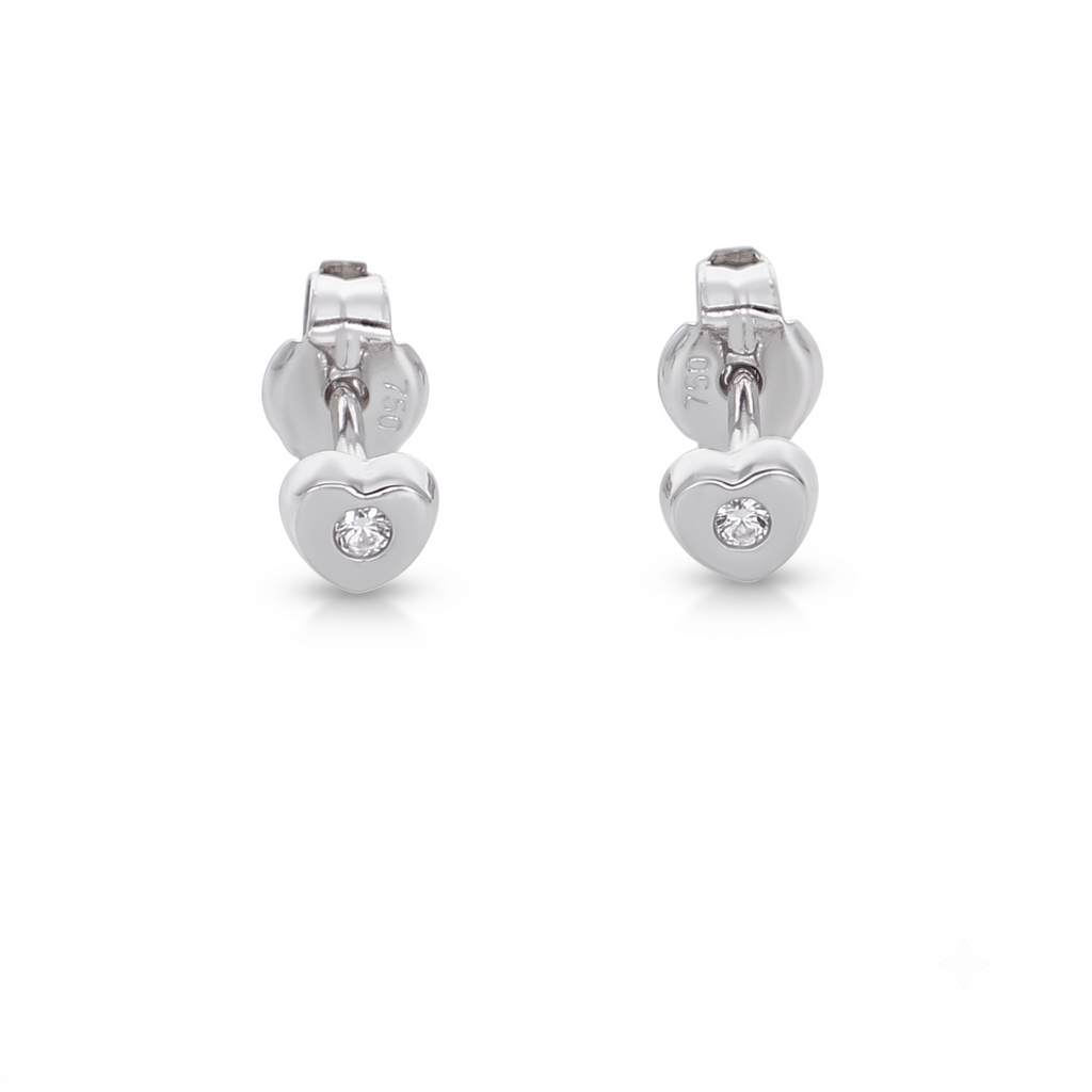 Aro Abridor Bebé Oro Blanco 18K con Circon 3,5 mm Corazón | AR-14830