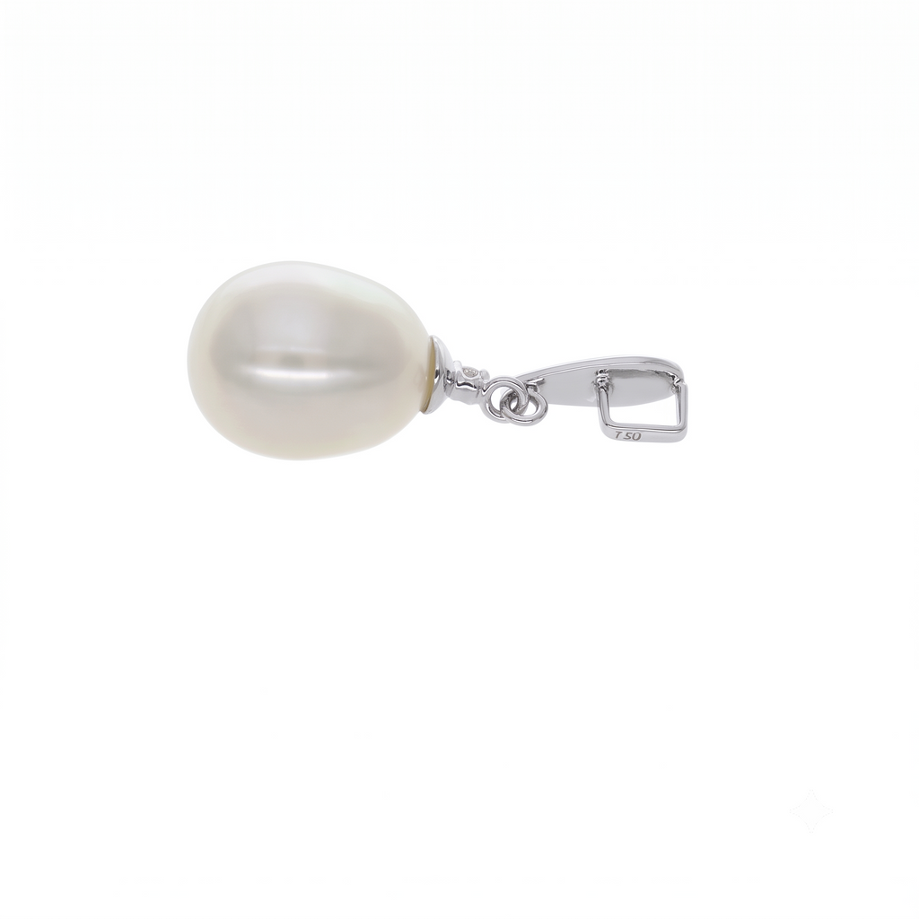 Colgante Oro Blanco 18K con Perla Cultivada y Circon | CL-14833