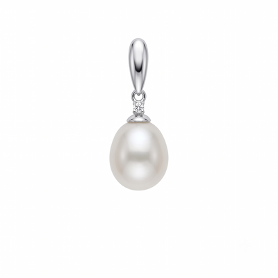 Colgante Oro Blanco 18K con Perla Cultivada y Circon | CL-14833