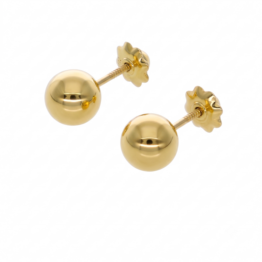 Aros Oro Amarillo 18K Bolita 6 mm | AR-14836