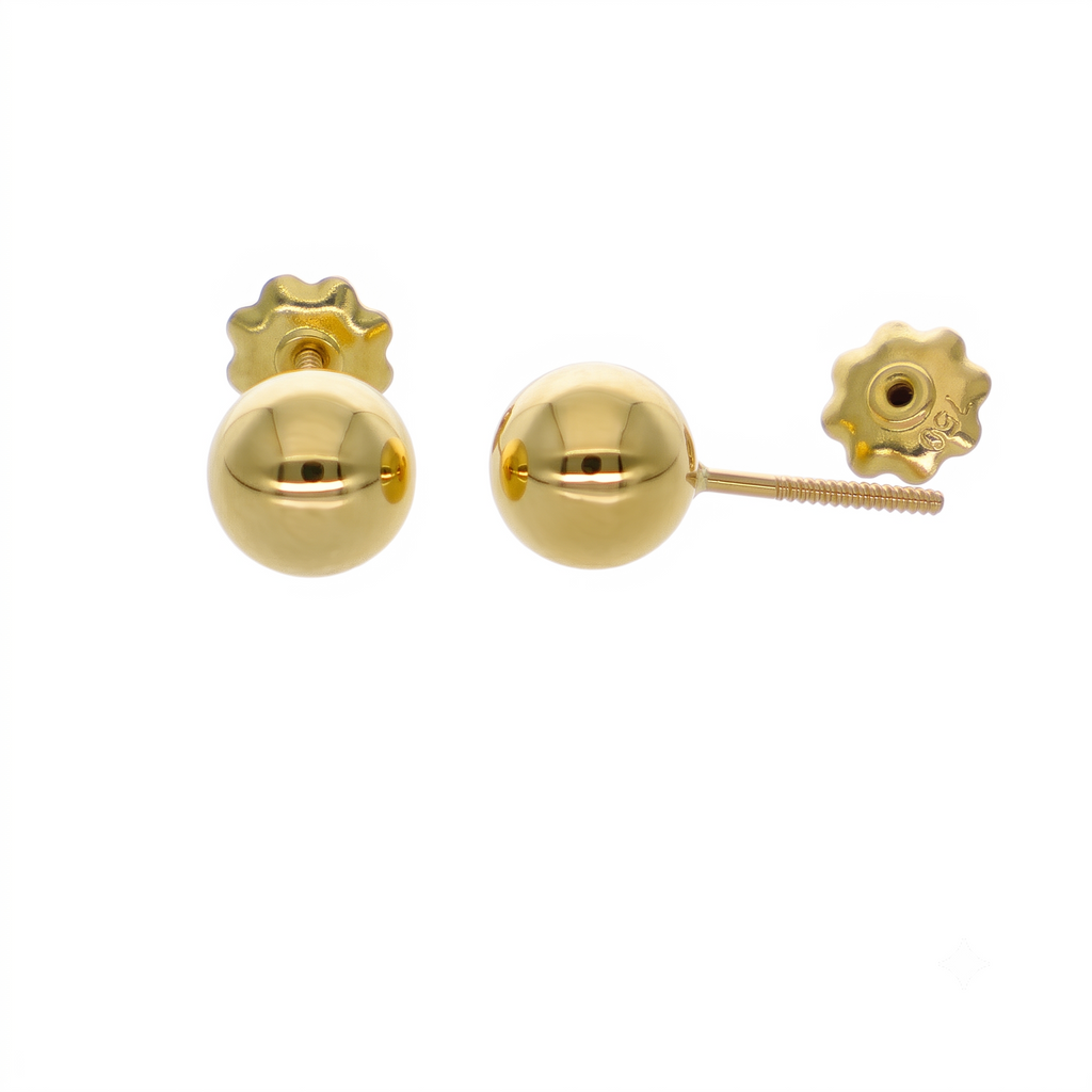 Aros Oro Amarillo 18K Bolita 6 mm | AR-14836