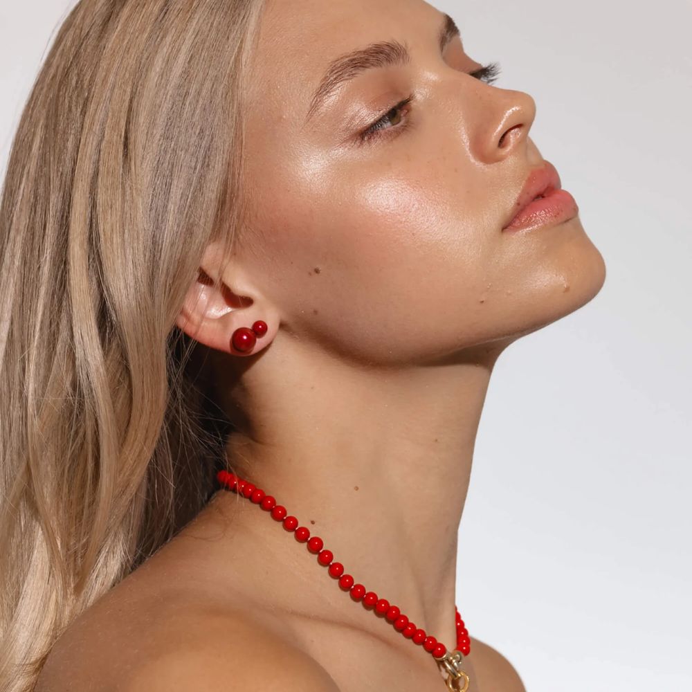 Aros Majorica Lyra Rojo