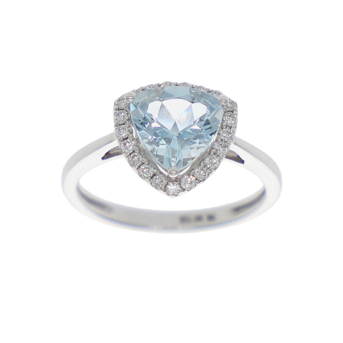 Anillo Oro Blanco Aguamarina y Brillantes AN-10600