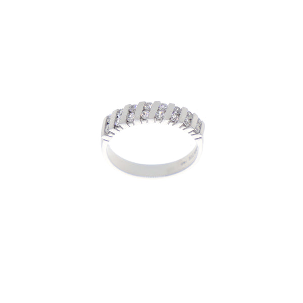 Anillo Oro Blanco y Circones Medio Cintillo AN-13678