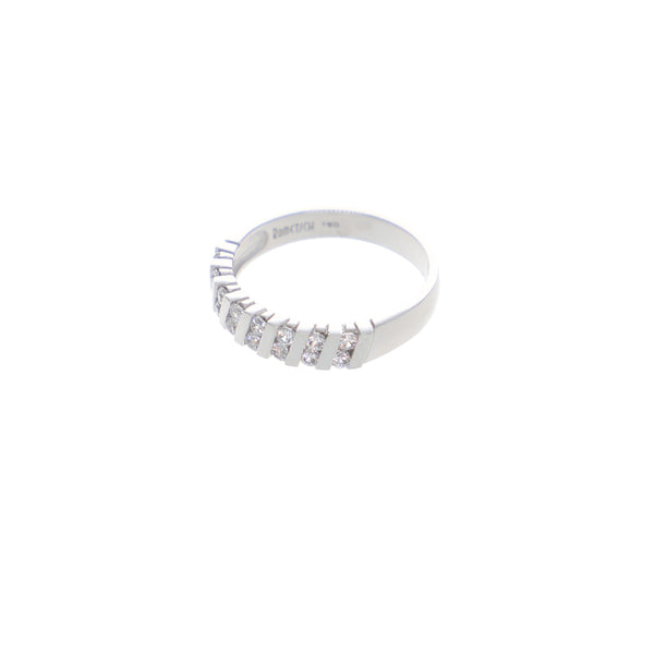 Anillo Oro Blanco y Circones Medio Cintillo AN-13678