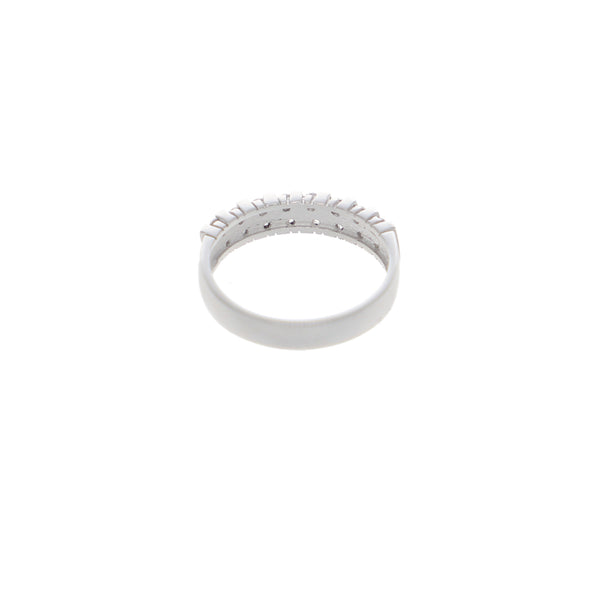 Anillo Oro Blanco y Circones Medio Cintillo AN-13678