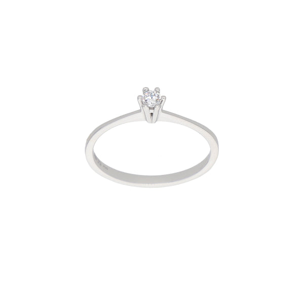 Anillo Oro Blanco y Circón Solitario AN-13679