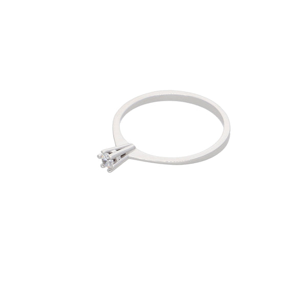 Anillo Oro Blanco y Circón Solitario AN-13679