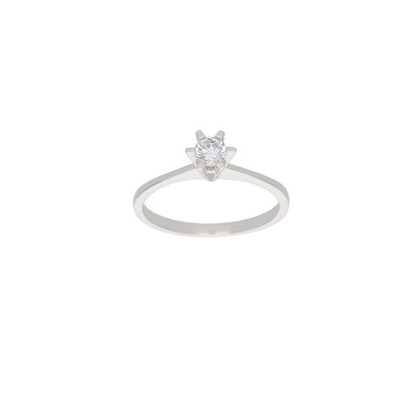 Anillo Oro Blanco y Circón Solitario AN-13680