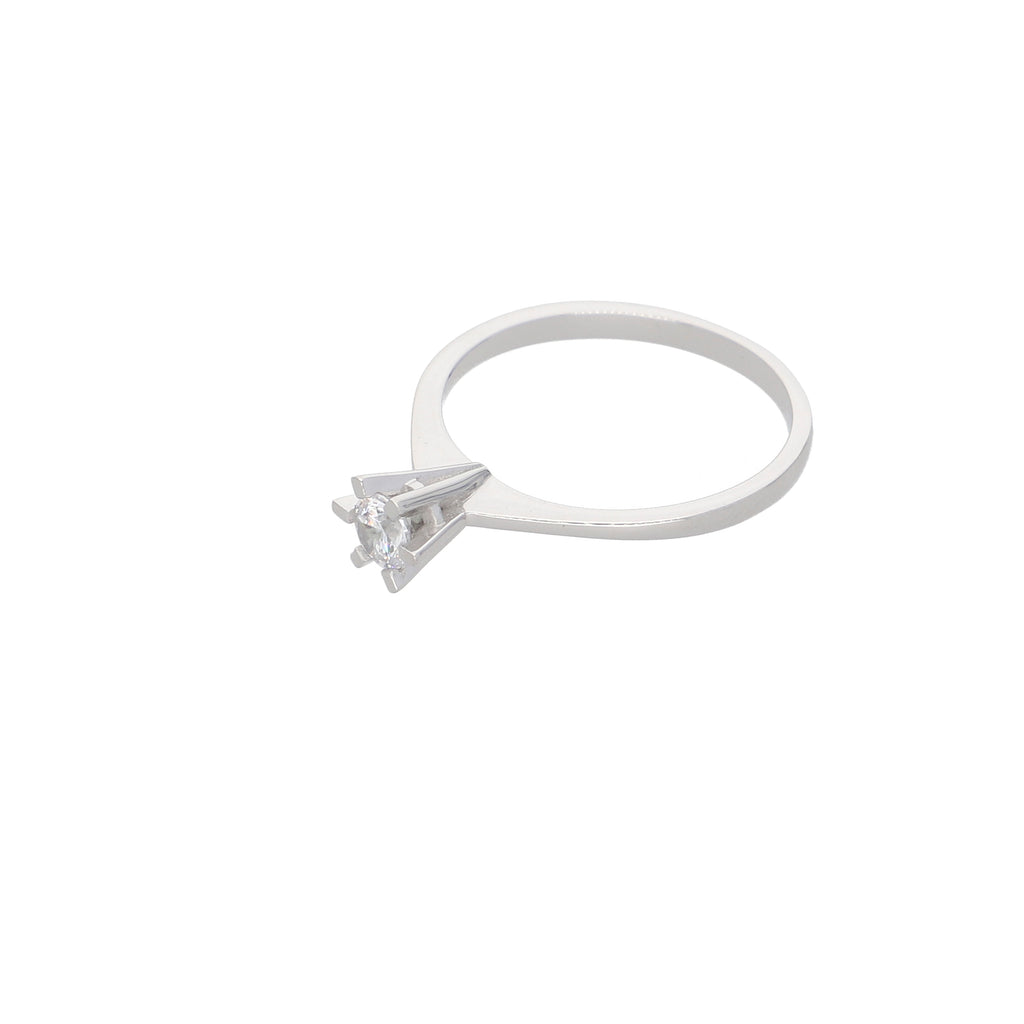Anillo Oro Blanco y Circón Solitario AN-13680