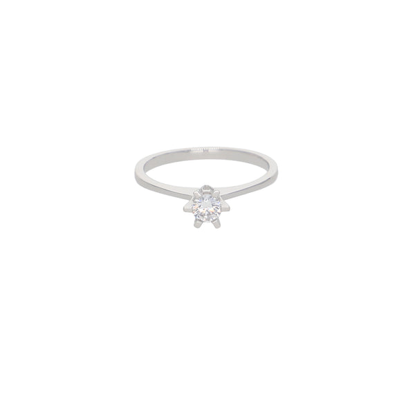Anillo Oro Blanco y Circón Solitario AN-13680