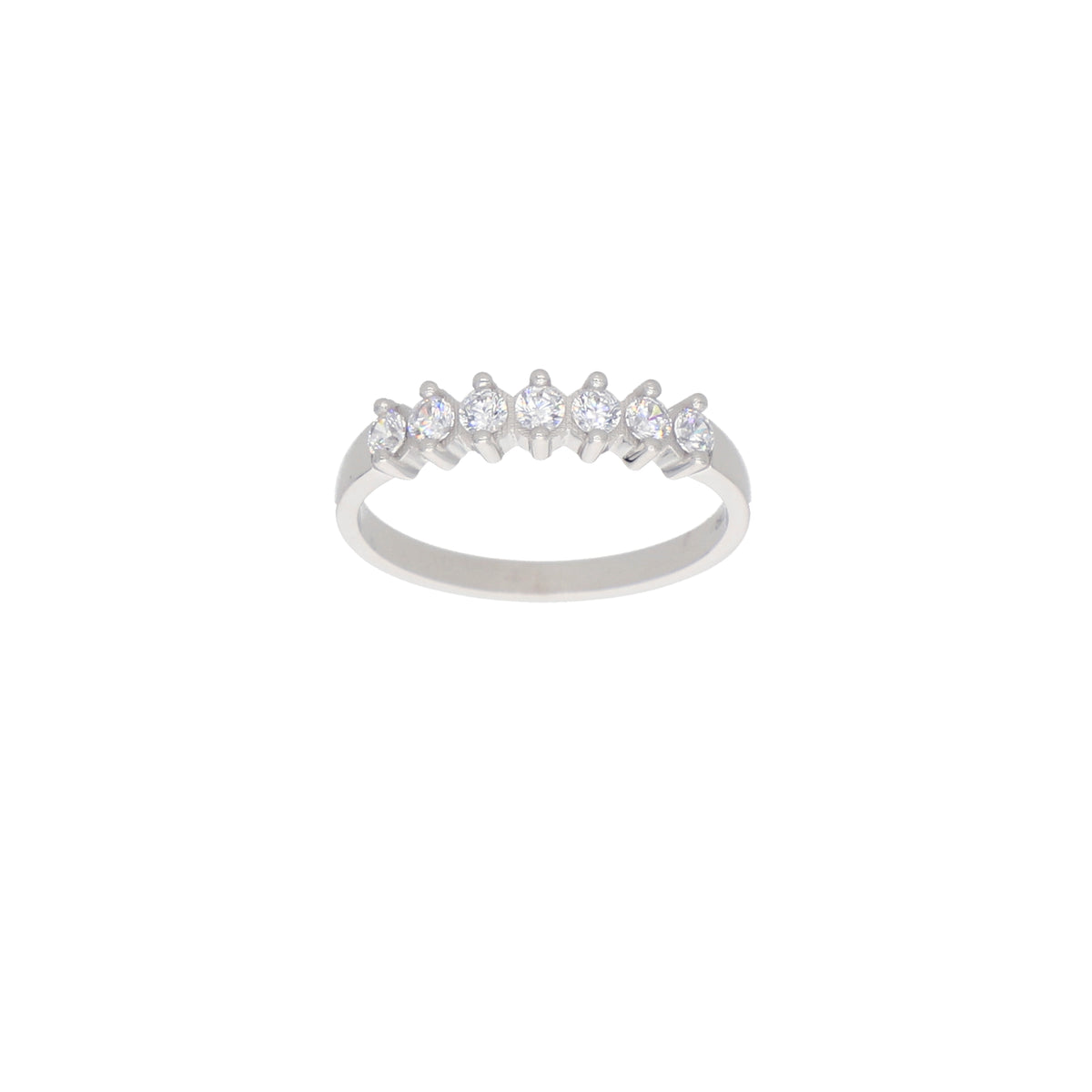 Anillo Oro Blanco y Circones Medio Cintillo AN-14407