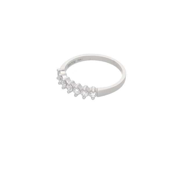 Anillo Oro Blanco y Circones Medio Cintillo AN-14407