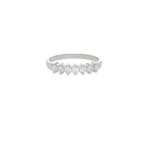 Anillo Oro Blanco y Circones Medio Cintillo AN-14407