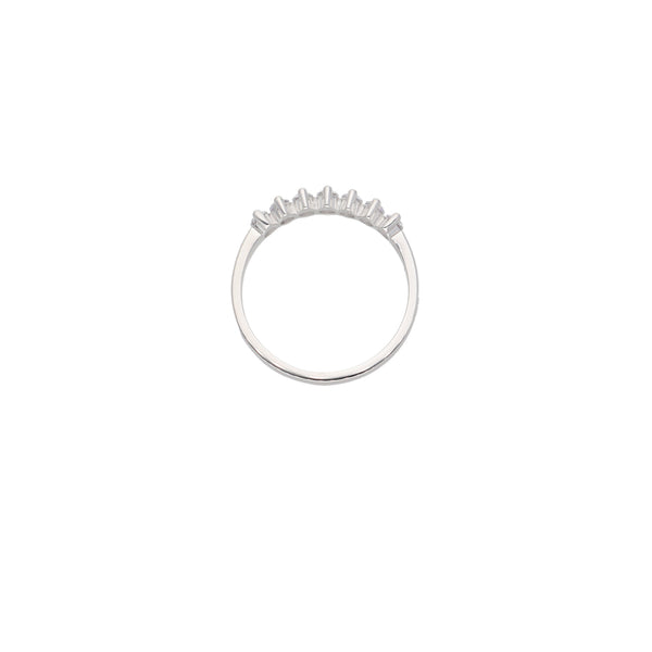 Anillo Oro Blanco y Circones Medio Cintillo AN-14407