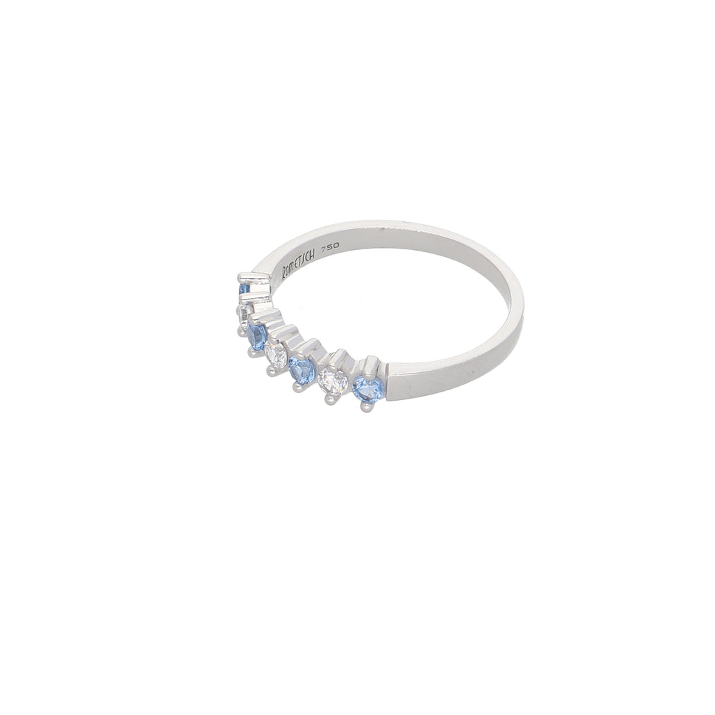 Anillo Oro Blanco y Circones Medio Cintillo AN-13682