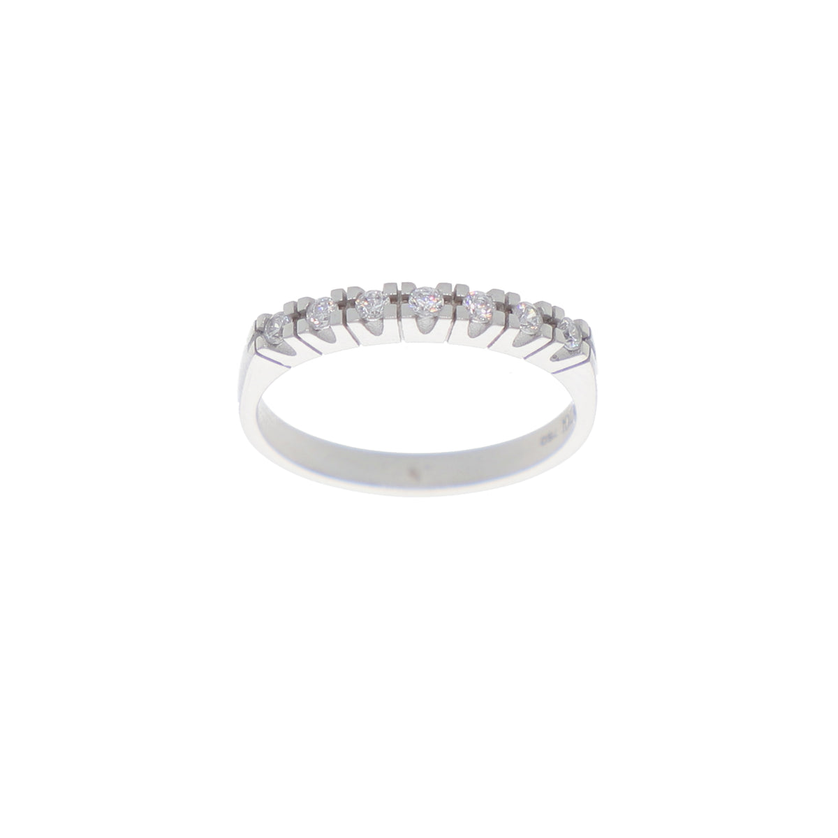 Anillo Oro Blanco y Circones Medio Cintillo AN-14409