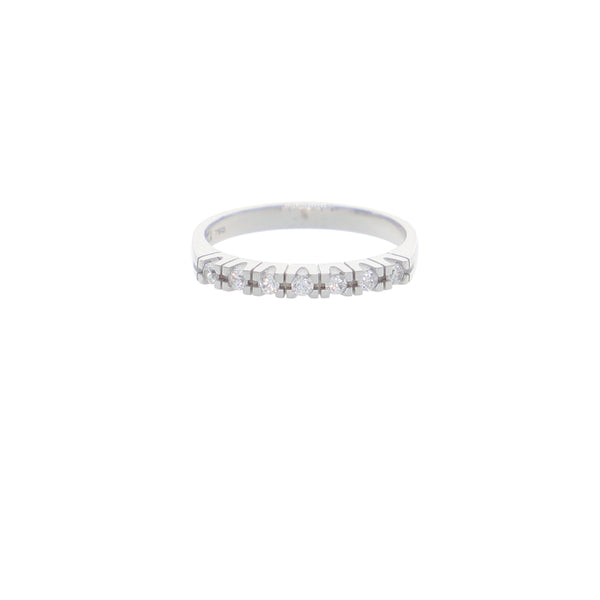 Anillo Oro Blanco y Circones Medio Cintillo AN-14409