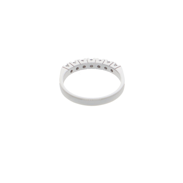 Anillo Oro Blanco y Circones Medio Cintillo AN-14409