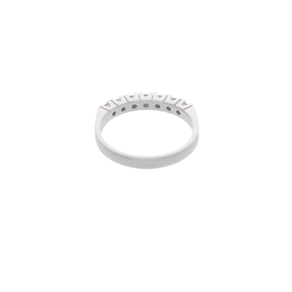 Anillo Oro Blanco y Circones Medio Cintillo AN-13683