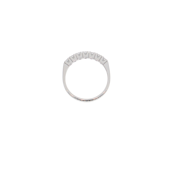 Anillo Oro Blanco y Circones Medio Cintillo AN-14409