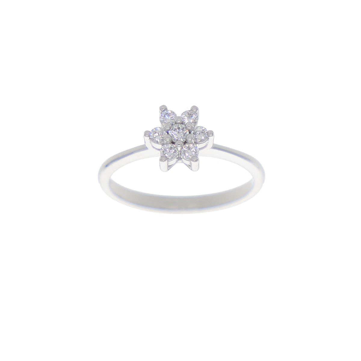 Anillo Oro Blanco y Circones Rosetta AN-13684