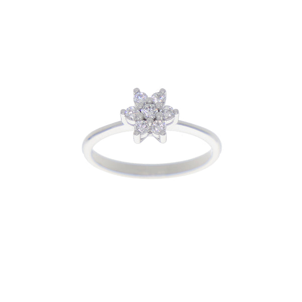 Anillo Oro Blanco y Circones Rosetta AN-13684