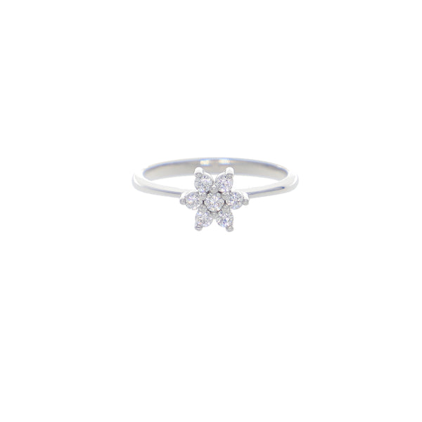 Anillo Oro Blanco y Circones Rosetta AN-13684