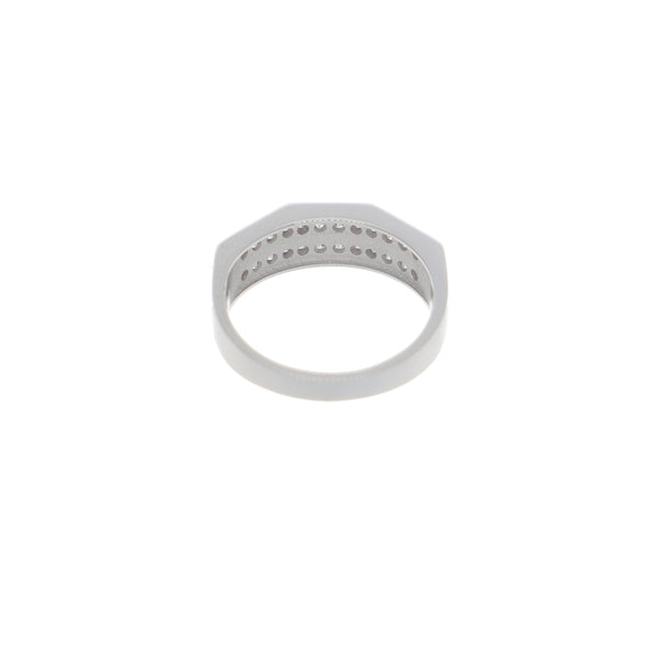 Anillo Oro Blanco y Circones Medio Cintillo AN-13685