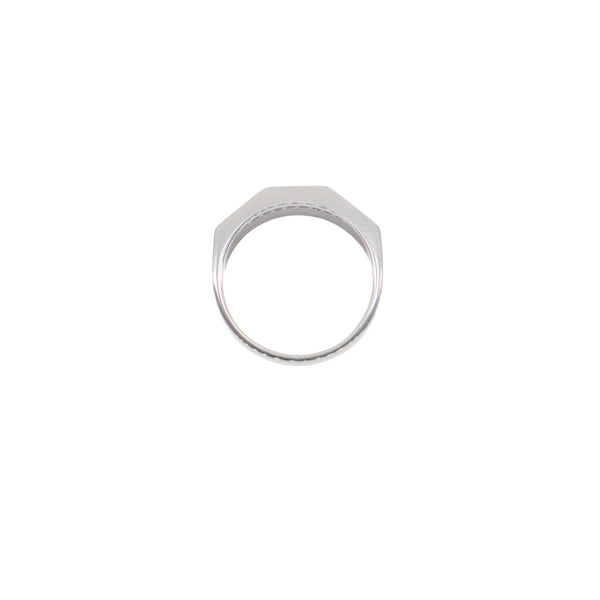 Anillo Oro Blanco y Circones Medio Cintillo AN-13685
