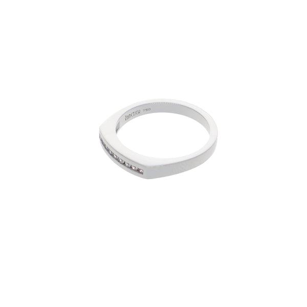 Anillo Oro Blanco y Circones Medio Cintillo AN-13686