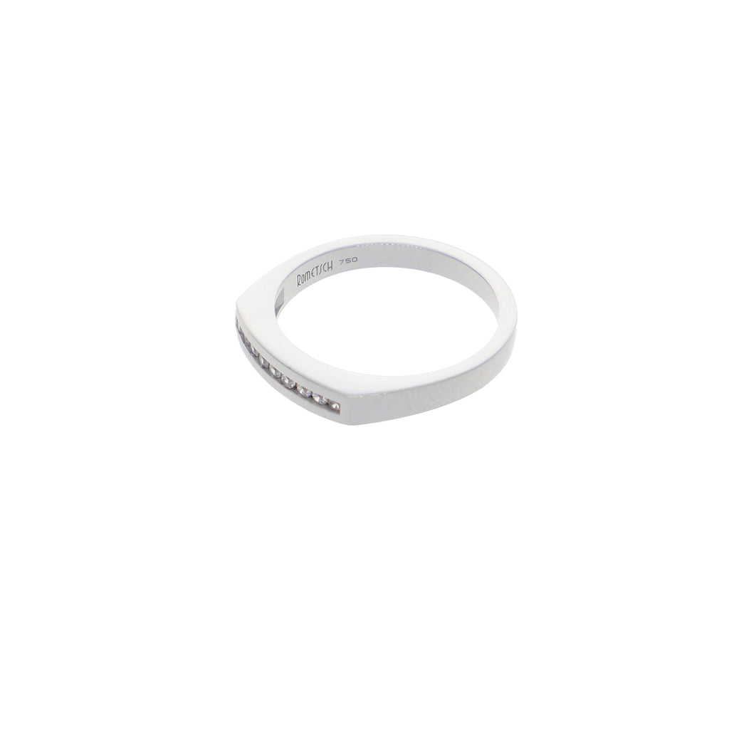 Anillo Oro Blanco y Circones Medio Cintillo AN-13686