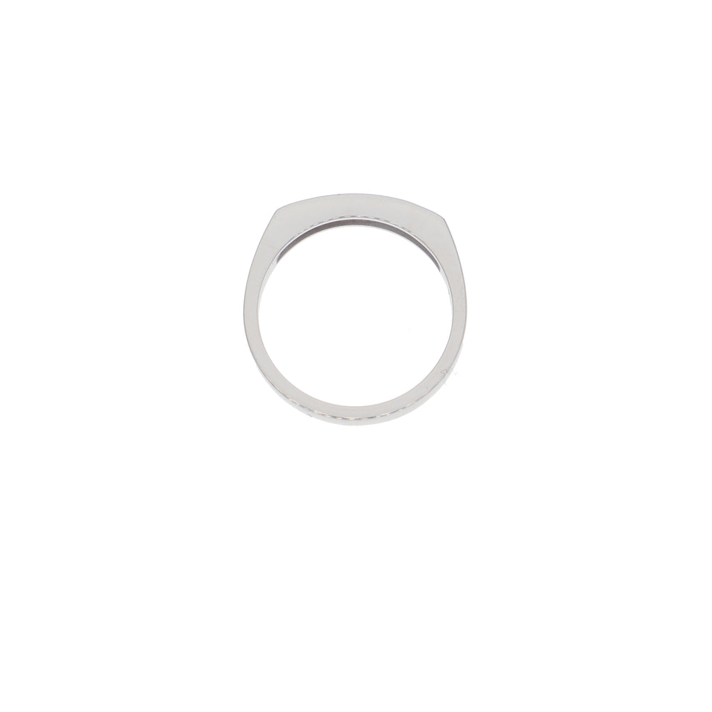 Anillo Oro Blanco y Circones Medio Cintillo AN-13686