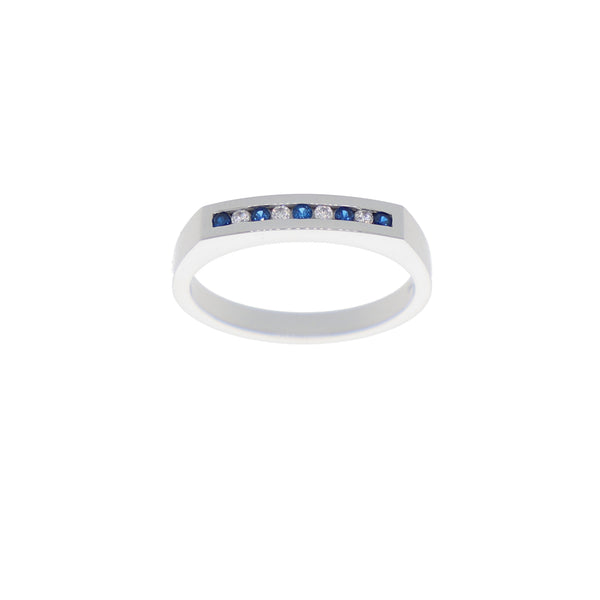 Anillo Oro Blanco y Circones Medio Cintillo AN-13687