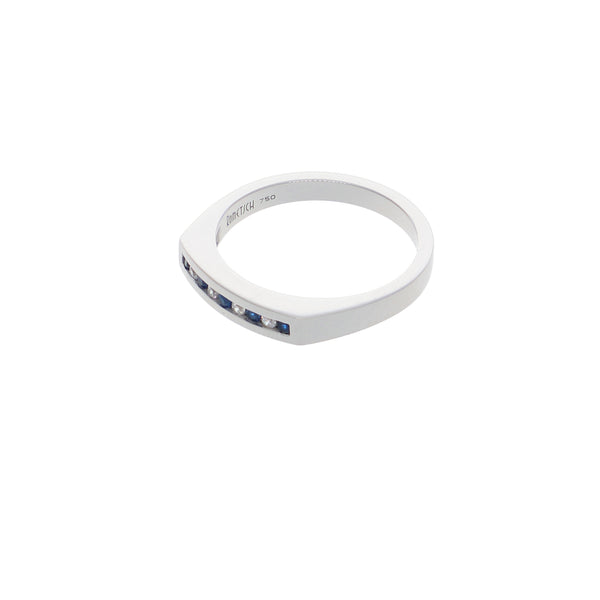 Anillo Oro Blanco y Circones Medio Cintillo AN-13687