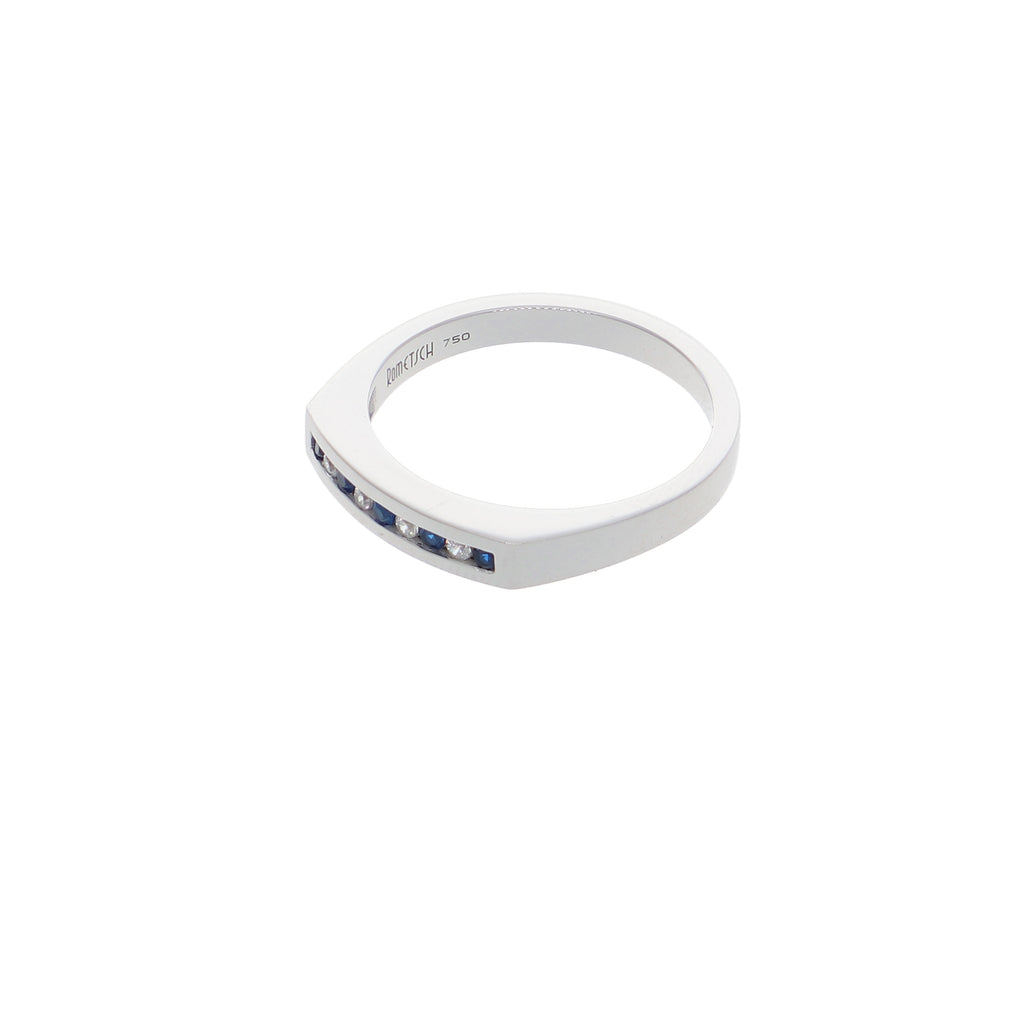 Anillo Oro Blanco y Circones Medio Cintillo AN-13687