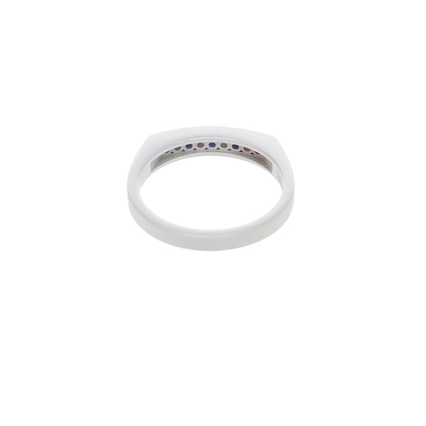 Anillo Oro Blanco y Circones Medio Cintillo AN-13687